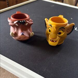 Disney Pumbaa Pink Mug & Disney Simba Yellow Mug